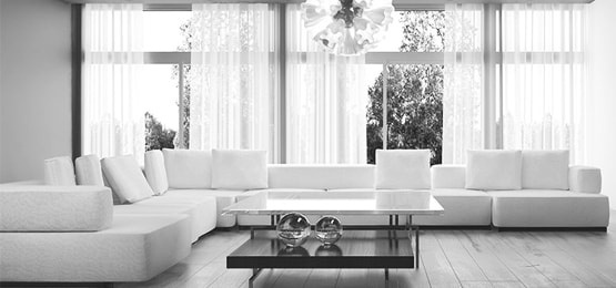 Modern living room with a large sofa